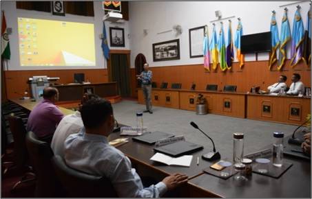 Prof. P.K. Jain Former Dean &amp; HOD,MLS University, in an indoor session.