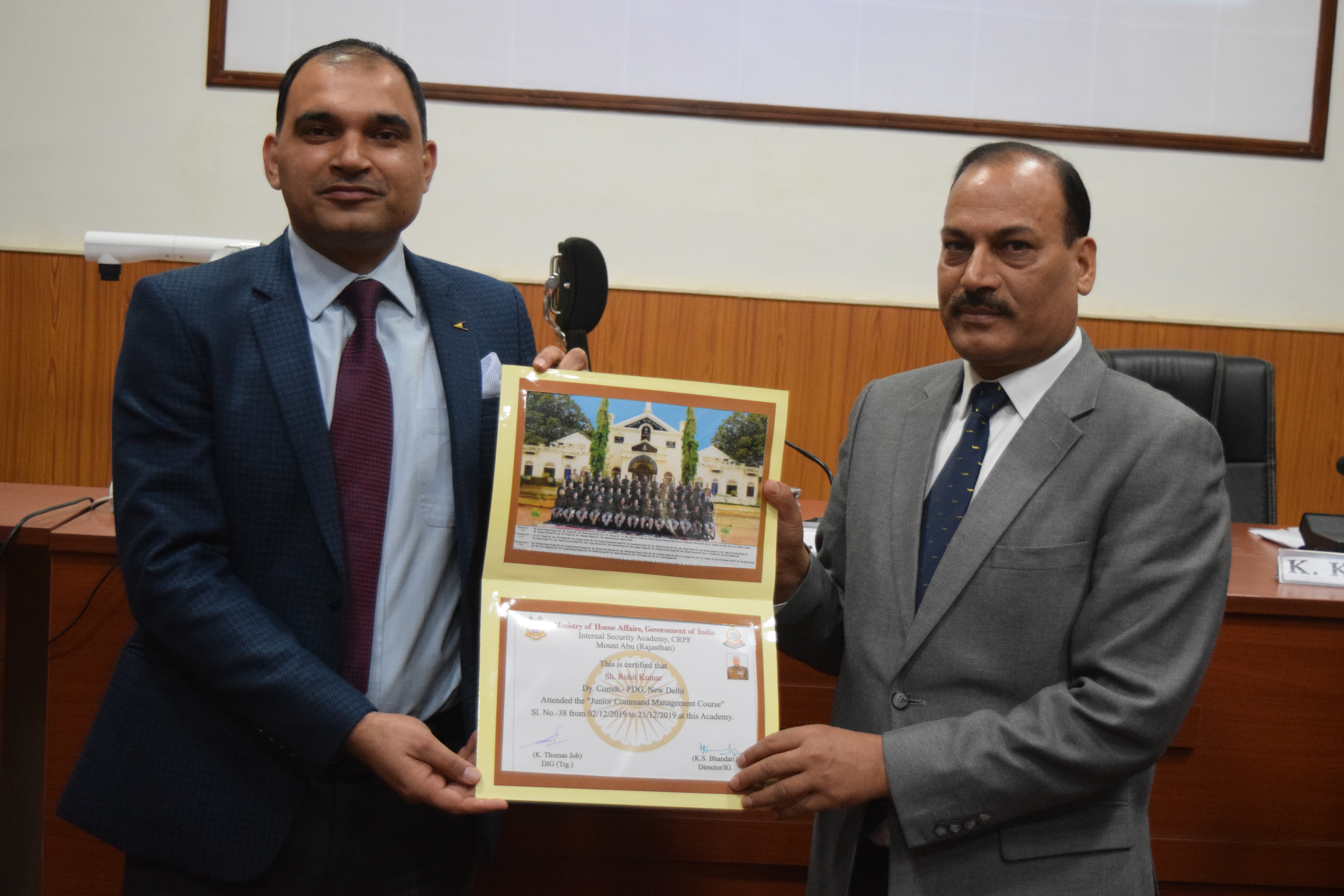   Junior Command Management Course Sl No. -38 (w.e.f.- 02/12/19 to 21/12/19)
